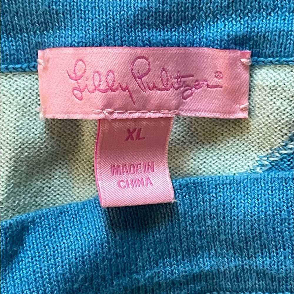 Lilly Pulitzer Blue and White Diagonal Stripe Blouse Size X Large EUC - Picture 4 of 8